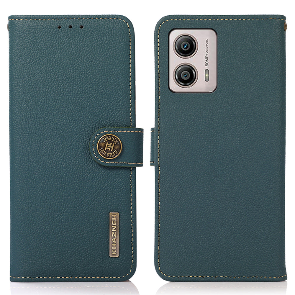 KHAZNEH For Motorola Moto G13 4G G23 4G G53 5G RFID Blocking Genuine Leather Phone Case Wallet Stand Phone Cover KHAZNEH For Motorola Moto G13 4G G23 4G G53 5G RFID Blocking Genuine Leather Phone Case Wallet Stand Phone Cover